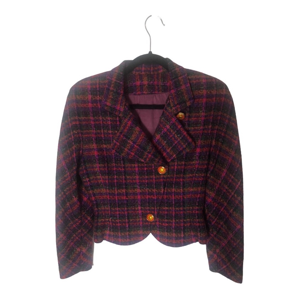 Vintage 80s blazer, multi- colored tweed, women’s size S